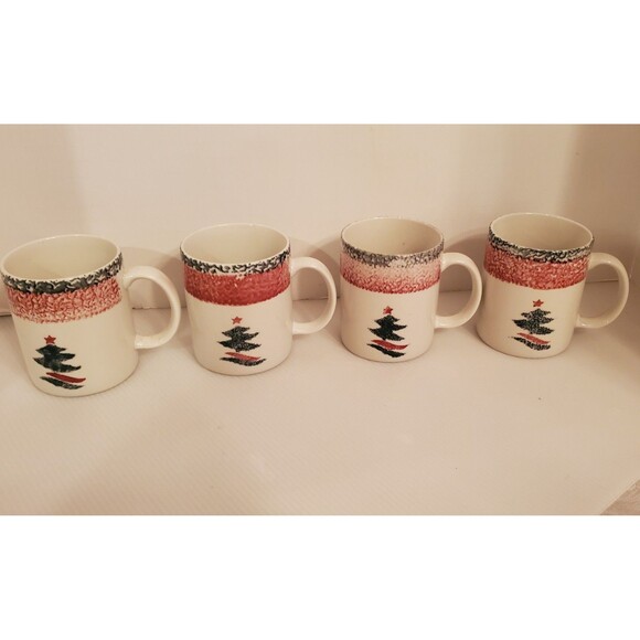Gibson Christmas Star Dinnerware Set New 12pc Tree Spongeware Bowl Plate Mug Y2K - Picture 10 of 12